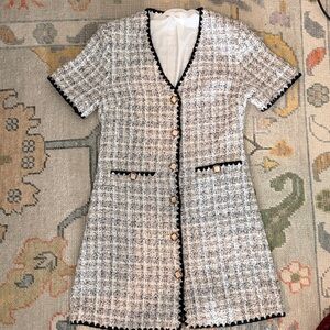 Pomander Place Black and White Tweed Dress